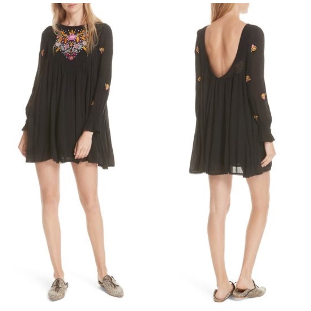 Free People Mohave embroidered smock dress